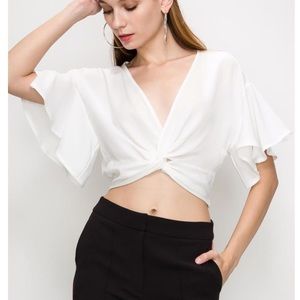 Knot front crop blouse